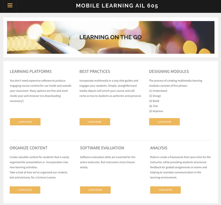Screenshot of Mobile Learning Website 